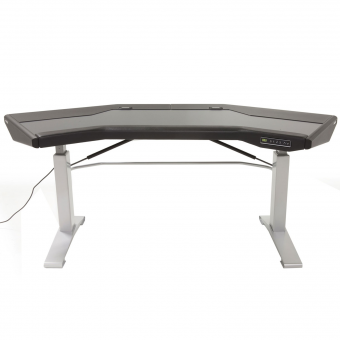 Argosy Halo-G-E-B-S Halo G Height Adjustable Desk, w/Black End Panels, Silver Legs