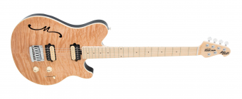 Music Man Axis Super Sport HH Semi-Hollow STD - Natural Gloss Quilt - Maple Matching Headstock - No Pickguard Фото 2