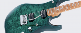 Music Man JP15 7 String - Teal Flame - Figured Roasted Maple - No Pickguard Фото 8