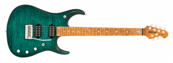Music Man JP15 7 String - Teal Flame - Figured Roasted Maple - No Pickguard
