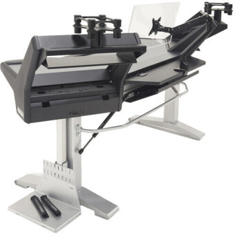 Argosy Halo-E2-XC-H-B-M-S Halo Height Adjustable Ultimate-Halo with Mahogany Desk Surface,2 Rack Shelves,Pair 160 Speaker Platforms,Accessory Drawer,D8 MonitorArm, CPU Shelf Argosy Halo-E2-XC-H-B-M-S Halo Height Adjustable Ultimate-Halo with Mahogany Desk Surface,2 Rack Shelves,Pair 160 Speaker Platforms,Accessory Drawer,D8 MonitorArm, CPU Shelf Фото 3