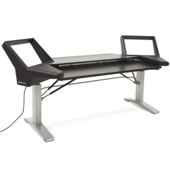 Argosy Halo-K88-E2-B-M-S Halo Keyboard Height Adjustable Desk for 88 keys w/Black Eps, Mahogany Top, Silver Legs