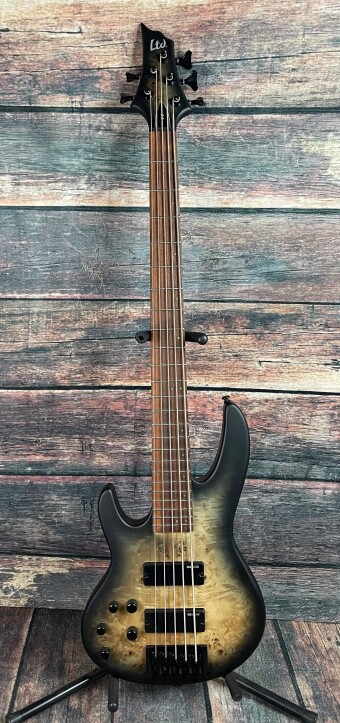 ESP LTD D-5 Burled Poplar Black Natural Burst Satin Left-Handed Bass