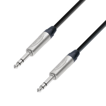 Adam Hall Cables K5 BVV 0300 - Microphone Cable Neutrik 6.3 mm Jack stereo to 6.3 mm Jack stereo 3 m