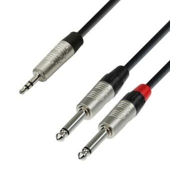 Adam Hall Cables K4 YWPP 0300 - Audio Cable REAN 3.5 mm Jack stereo to 2 x 6.3 mm Jack mono 3 m